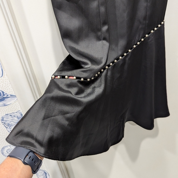 Aidan By Aidan Mattox elegant Pearl trim Satin Dress​​​ 4 Homecoming NWT - Picture 13 of 15